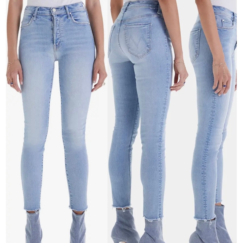 MOTHER DENIM The Stunner Frayed Ankle Skinny Jeans size 26 Innerspace NWOT